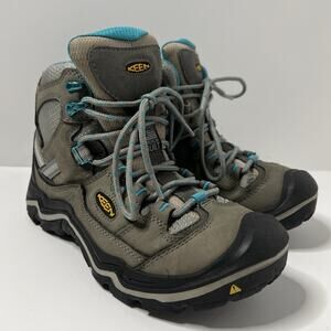 KEEN Durand Mid Waterproof Boots Womens Size 8 Brown Gray Leather Hiking USA